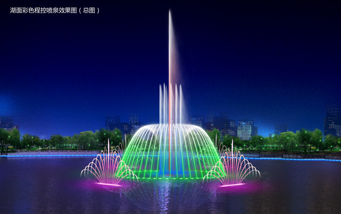 湖面噴泉  