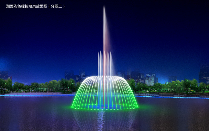 湖面噴泉  